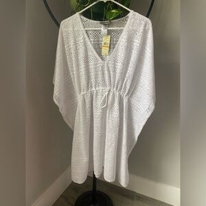 Women's Tommy Bahama White Crochet Swim Cover-Up Tunic NWT